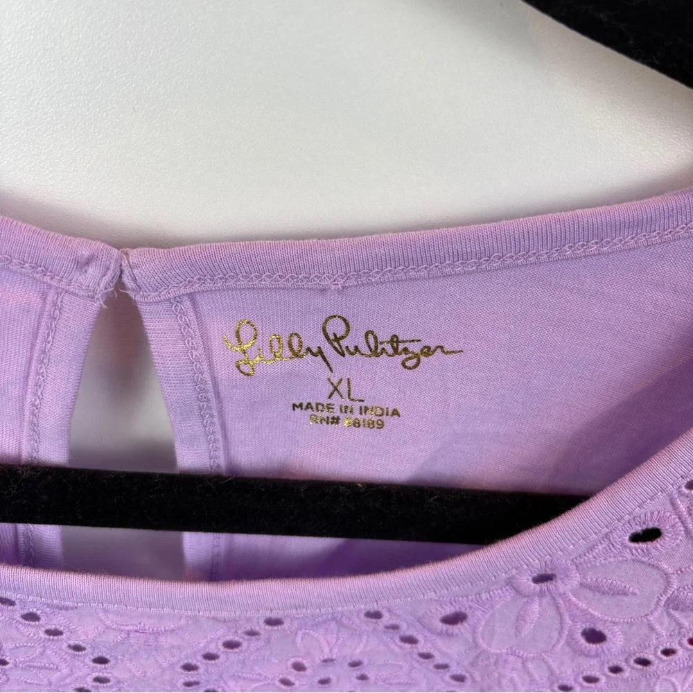 NWT Lilly Pulitzer Lavender Eyelet Lace Ruffle Sleeveless Bev Top Purple sz XL - Picture 4 of 9
